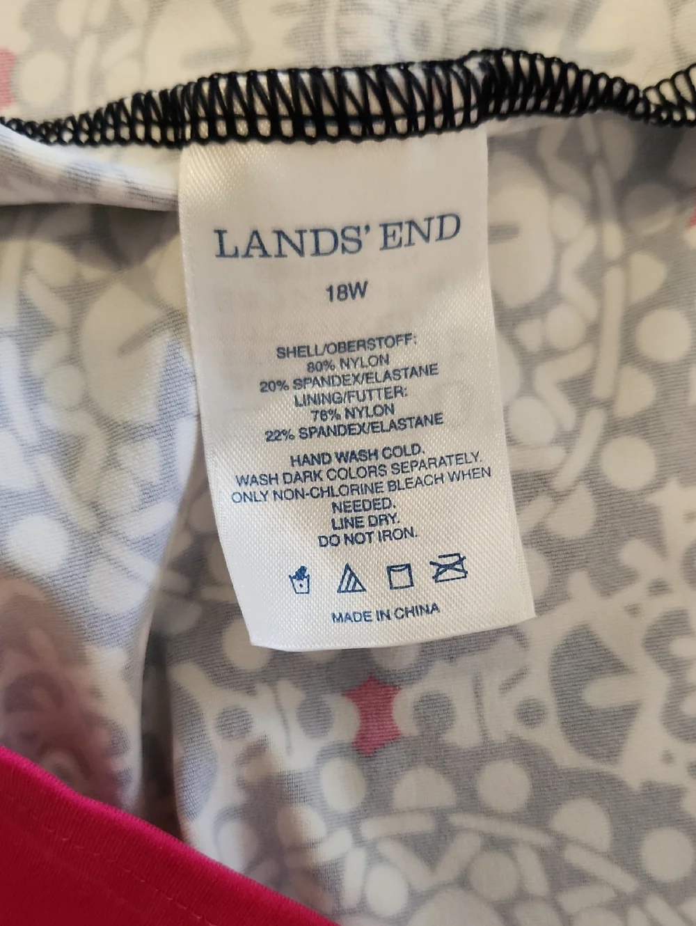 Lands' End NWOT Navy White Pink  Tankini Swim Top NWOT Plus size 18 W 🏖 - Picture 5 of 9